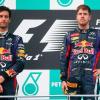 Sebastian Vettel (r.) missachtete 2013 eine Teamorder. Mark Webber war der Leidtragende