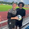 Gemeinsam bei den Regionalliga-Frauen des TSV Schwaben Augsburg  am Ball: der neue Cheftrainer Tyrone Grotz mit seiner Co-Trainerin Mona Budnick. 