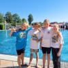 Erfolgreiche Donauwörther Schwimmer (v.l.n.r): Martin Pajtas, Moritz Lang, Elena Hauser und die ehemalige Vereinskameradin Valentina Focke (TSV Gersthofen)