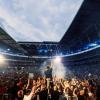 Sänger Damon Albarn von der Band Blur beim Auftritt im Wembley-Stadion.