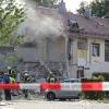 Ein Wohnhaus in Memmingen wurde heute am Freitag durch eine Explosion komplett zerstört.