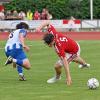 Der Kissinger SC um Philipp Strehle (links) warf den SV Mering (rechts Luca Rossa) aus dem Pokal-Wettbewerb.