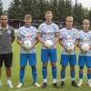 Die Lilien-Neuzugänge (von links): Trainer Chrisovalantis Chalkidis, Co-Spielertrainer Marius Brugger (beide vom FC Gundelfingen), Maximilian Richter (FC Kollbach), Raffaelle Albano (JFG Aschberg), Marcel Wiedemann (JFG Aschberg), Abteilungsleiter Thomas Schreitt. 