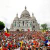 Ganz Paris wurde zur Bühne: wie hier die Basilika Sacre Coeur am Montmartre beim olympischen Straßenrennen. 