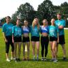 Das Nördlinger Leichtathletik-Team (von links): Trainerin Dagmar Spannbauer, Lina Mair, Katharina Rupp, Annika Knaus, Anna Grasse, Teresa Siebachmeyer und Trainer Simon Handl.