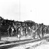 Am 9. August 1914 wurden Soldaten auf dem Weg nach die Westfront von ihren Familien am Neuburger Bahnhof verabschiedet.