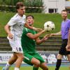 Leon Sailer (rechts) stand beim FCG erstmals in diesem Kalenderjahr in der Startformation und scheute keine Zweikämpfe – auch nicht gegen Kemptens Jeremy Holzer. 