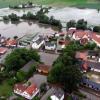 Das Luftbild zeigt die Hochwasserkatastrophe in Nordendorf. Dort wurden besonders viele Anträge auf Soforthilfe vom Freistaat gestellt. 