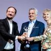 Radek Wegrzyn (lr), director, was presented with the Sonderpreis for his documentary film «Miss Holocaust Survivor» at the publication of the Ernst Lubitsch Prizes 2024 at the Zoo Palast.