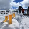 Am Fellhorn im Allgäu steht der Schnee trotz Spätsommer so hoch wie im Winter.