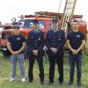 Sie freuen sich über das gelungene Jubiläumsfest der Mattsieser Feuerwehr (von links): Patrick Magg (2. Kommandant), Tobias Keller (Vorsitzender des Feuerwehrvereins), Michael Zitzler (Kommandant), Niklas Sitta (2. Vorsitzender des Feuerwehrvereins)                 