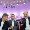 Gute Laune nur noch selten: Die Ampel-Spitzen Robert Habeck, Christian Lindner und Bundeskanzler Olaf Scholz jüngst bei einem Wirtschaftskongress.