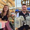 Lydia Haas, Wiesn-Neuling Christian Kubiciel und Tiktok-Star Verena Angermeier geben Einblicke in ihren Alltag als Wiesn-Kellner (von links).