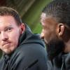 Julian Nagelsmann und Antonio Rüdiger bei einer Pressekonferenz.