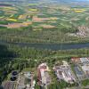 Vom Bauhof ausgehend (Mitte unten) würde die Osttangente die Donau überqueren und westlich von Joshofen in einer Linkskrümmung die Donau überqueren, durch den Auwald führen und an der alten B16 (Staatsstraße 2214) anschließen.