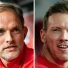 Thomas Tuchel (l.) und Julian Nagelsmann bevorzugen beide derzeit einen Nationaltrainer-Posten.