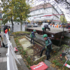 Die nachhaltige Flachsbrücke am Lautenberg in Ulm wird eingehoben.