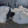 Am Donnerstag war der Strickerbrunnen unter einer Schaumdecke verschwunden.