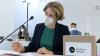 ÖVP-Korruptions-Untersuchungsausschuss in Wien: Stefanie Krisper, Fraktionsführerin der NEOS, nimmt an den Befragungen im Camineum der Nationalbibliothek teil. Der Ausschuss will möglichen Machtmissbrauch und Postenschacher während der Regierungszeit von Ex-Kanzler Kurz unter die Lupe nehmen.