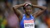 Tori Bowie aus den USA jubelt über ihren Sieg im 100 m Finale der Frauen. Tori Bowie aus den USA jubelt über ihren Sieg im 100 m Finale der Frauen.