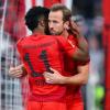 Bayerns Torschützen beim Jubel: Kingsley Coman (l) und Harry Kane.