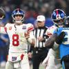 Daniel Jones, Quarterback der New York Giants, in Aktion. Die Carolina Panthers haben in München die New York Giants mit 20:17 besiegt.