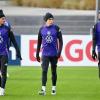 Leroy Sane (l), Jamal Musiala (m) und Antonio Rüdiger (r) trainieren vor dem Nations-League-Abschluss.