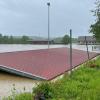 Beim FC Westerheim stand das Wasser bis unter das Tribünendach.