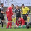 Georghe-Daniel Azamfirei sah Gelb-Rot nach einem Foul am Wiesenbacher Torwart Luca Weiß. 