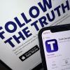 Homepage und App-Ankündigung von „Truth Social“. Als Donald Trump mit dem alternativen sozialen Netzwerk startete, gab es zunächst nur eine Ankündigung und die Möglichkeit, die App vorzubestellen. 