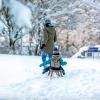 Was gibt es schöneres, als an einem Wintertag auf dem Schlitten in den Kindergarten gebracht zu werden. Wie hier in Kempten im Allgäu.