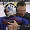 Bayernliga: HC Landsberg Riverkings - ESC Riverrats Geretsried (weiß), 32 Moritz Borst, Trainer Martin Hoffmann