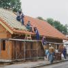 Bauarbeiten am Haus der Gehörlosen im Jahr 1974. Das Foto stammt aus dem Album über den damaligen Bauhergang.