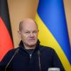 Entschlossene Miene: Scholz in Kiew.