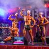 Die Bodybuilder des SV Eggelstetten präsentierten sich beim 75. Jubiläum des Vereins. Das Bild zeigt (von links) Werner Schmid stehend, Lukas Edler kniend, Dominik Wontka und Samuel Speer.