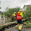 +++Update 20:30 Uhr+++Die Unwetter-Bilanz der Allgäuer Polizei: Zunächst die wichtigste Nachricht! "Personenschäden sind bisher nicht bekannt geworden", heißt es im vorläufigen Polizeibericht zu den Unwettern am Pfingst-Sonntag. Über 50 Einsätze gab es für Polizei und Feuerwehr im Bereich des Polizeipräsidiums Schwaben Süd-West, die meisten zwischen 15 und 16 Uhr.
[embedcode=y8dp632ks9f][/embedcode]Ikarus-Festival sicherheitshalber unterbrochenAuswirkung hatte die Unwetterwarnung auch auf das "IKARUS-Festival" im Bereich des Allgäu Airports in Memmingen. Die Veranstaltung aus Sicherheitsgründen unterbrochen. Für gut eine Stunde spielten keine Bands und DJ's. Die Gäste wurden gebeten sich nicht zu ihren Zelten, sondern - als sicherere Variante - in ihre Autos zu begeben. Einige Gäste sind daraufhin abgereist. Letztlich blieb die Region aber glücklicherweise, außer stärkerem Regen, von schwereren Unwetterauswirkungen verschont. Ab 16 Uhr begannen die DJ’s wieder zu spielen.Hier ein paar Einsatzhighlights, ohne Anspruch auf Vollständigkeit:In Biessenhofen blieb ein Auto in einer vollgelaufenen Unterführung stecken, die Personen wurden unverletzt von der Feuerwehr befreit.In Immenstadt blieben die Gondeln der Mittagbahn aufgrund der Unwetters stehen, 4 Personen wurden unverletzt herausgeholt.Im Westallgäu, Bereich Weiler-Simmerberg, fiel eine große Menge an relativ kleinkörnigem Hagel. Straßen und Flächen wirkten schneebedeckt. Schäden wurden dadurch nicht gemeldet.Im Bereich Waltenhofen bei Schwangau schlug der Blitz in ein Gebäude. Rauchentwicklung wurde mitgeteilt - die Feuerwehr meldete aber nur geringe Beschädigungen.[embedcode=aouuya2c7fk][/embedcode]
Ursprungsmeldung:DieUnwetter-Warnung des Deutschen Wetter-Dienstes (DWD) hat sich einmal mehr bewahrheitet: Ein starkes Gewitter, teils mit Starkregen und Hagel, fegte am Nachmittag des Pfingstsonntag durch das Allgäu. Während manche Ortschaften verschont blieben, war beispielsweise in Immenstadt die Feuerwehr mehrfach im Einsatz. Ein Baum ist auf ein Auto gekracht. Mehrere Bäume sind umgefallen. An einer Immenstädter Kirche hat es Ziegeln vom Dach geweht.Westallgäu: Hagel!In Wangen im Westallgäu hat es gehagelt, auch hier mehrere Feuerwehr-Einsätze. Der Hagel hat Wangen zum Teil in eine Art "Winterlandschaft" verwandelt.Das sagt die Polizei:Die Einsatzzentrale der Polizei hat gegenüberall-in.de bestätigt, dass es vor allem im südlichen Oberallgäu und im Westallgäu einige Einsätze gab mit einem Schwerpunkt auf den Regionen Immenstadt, Waltenhofen und Wangen. Es sei "lange ziemlich zuggegangen", so ein Polizeisprecher, jetzt würde sich die Lage aber beruhigen. Genauere Angaben zu den Einsätzen hat die Polizei noch nicht gemacht, mit ausführlicheren Informationen wird im Laufe des Abends gerechnet. Ikarus unterbrochen - sicherheitshalber!Die Veranstalter haben das Ikarus-Festival in Memmingen aus Sicherheitsgründen bis ca. 17 Uhr unterbrochen. Besucherinnen und Besucher wurden gebeten, den Anweisungen Folge zu leisten und sich in Sicherheit zu bringen.
[embedcode=ul8a8ens10r][/embedcode]