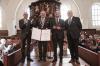 Preisverleihung in der Martinskirche (v.l.): Laudator Bundestagspräsident a.D. Prof. Dr. Norbert Lammert, Oberbürgermeister Manfred Schilder, Preisträger Prof. Dr. Heribert Prantl und Herbert Müller.