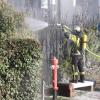 Hecke steht in Buchloe in Flammen