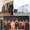Nur noch Zweibettzimmer gibt es im Neubau der Forensik. Darüber freuen sich (von links) Ärztlicher Direktor Norbert Ormanns, die Amtsleiterin für Maßregelvollzug, Dr. Dorothea Gaudernack, Bezirkstagspräsident Jürgen Reichert und der Vorstandsvorsitzende der Bezirkskliniken, Thomas Düll (Foto oben rechts) Modern präsentiert sich die Klinik auch von außen. Es gibt nur noch einen zentralen Eingang an dem roten Gebäude (oben rechts). Dahinter befindet sich die Sicherheitszentrale (unten links), an der Rückseite entstand eine neue Sicherheitsschleuse für Lieferanten (unten rechts). Die Einweihungsfeier lockerte die Theatergruppe auf. 