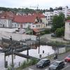 Hinter dem Appartementhaus, das demnächst das frühere „Große Loch“ überdecken wird, entstehen zwei Wohnhäuser „mit einer ganz speziellen Bauform“. 