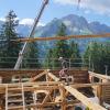 Abbau einer Alpe: Erst wurden alle Teile der Alpen Bierenwang bei Oberstdorf markiert und in einem Plan vermerkt. Danach wurde das Gebäude abgebaut. 