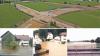 Die Fotos zeigen die Fluten bei Ebenhofen, in Pfronten und in Bidingen. In der Folge setzte ein Bauboom beim Hochwasserschutz ein. Fertige Rückhaltebecken integrieren sich wie beispielsweise in Thalhofen gut in die Landschaft. Aktuell wird vor dem Jengener Ortsteil Eurishofen ein weiteres Hochwasserrückhaltebecken (oben) für Hühnerbach und Gennach gebaut.