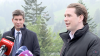Österreichs Bundeskanzler Sebastian Kurz (rechts im Bild) zu Besuch am Grenzübergang im Kleinwalsertal. Links der Bürgermeister von Oberstdorf Klaus King.