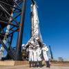 Die vier Weltraumtouristen Sian Proctor, Hayley Arceneaux, Chris Sembroski und Jared Isaacman.