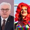 Frank-Walter Steinmeier (li.) bleibt Bundespräsident  - ob er auch von Dragqueen Gloria Viagra eine Stimme erhielt, bleibt geheim.