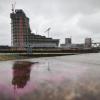 Die stillgelegte Baustelle des Elbtowers in der Hafencity.