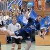 Handball Bezirksoberliga; TSV Niederraunau (blau) - TSV Friedberg II (weis); hier der TSV Niederraunau  Spieler 24 Michael Sauter   -   - 