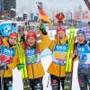 Sieg für die deutsche Biathlon-Staffel in Hochfilzen. Unser Foto zeigt (von links) Vanessa Voigt, die Ulmerin Julia Tannheimer, Selina Grotian und Franziska Preuß.