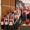 Ehrungen begleiteten das Jahreskonzert. Das Foto zeigt (von links vorn) Wolfgang Weber (25 Jahre Mitgliedschaft.), Kristina Rauch (D3-Kurs), Hannah Ruf (10 Jahre), 
Richard Trommer (10 Jahre, zweite Reihe von links.), Susanne Högg (30 Jahre), Carolin Högg (30 Jahre), Andrea Miller (15 Jahre, dritte Reihe von links.), Luisa Hienle (10 Jahre), Katja Hienle (35 Jahre), Philipp Strobel (15 Jahre, vierte Reihe von links), Rudolf Jackel (ASM Bezirk 10), Simone Huber (15 Jahre), Stefan Lange (25 Jahre), Anton Jall (ASM Bezirk 10), Birgit Högg (Vorstand), Andreas Seger (30 Jahre), Martin Wolfegg (25 Jahre, fünfte Reihe von links), Robert Wolfegg (Vorstand) und Andreas Strobel (Vorstand).