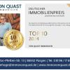 Zum zweiten Mal in Folge wurde VON QUAST IMMOBILIEN beim Deutschen Immobilienpreis unter die Top 10 in der Kategorie „Local Hero“ nominiert. 